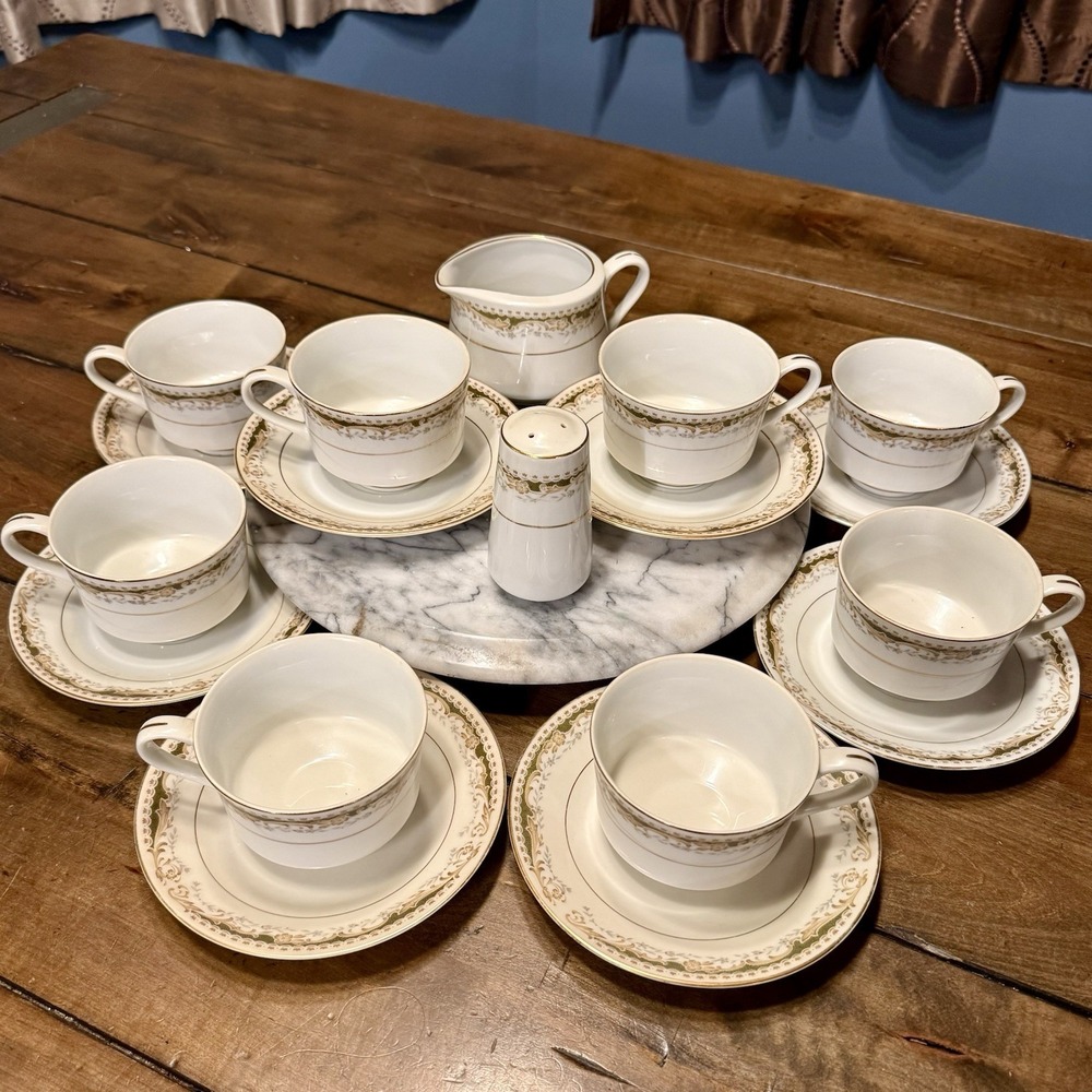 18pc VTG 50s MCM Signature Collection Queen Anne Porcelain Tea Set Sugar Creamer